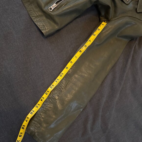 Madewell Washed Leather Motorcycle Jacket Dark Forest L - Picture 9 of 14